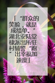 “群众的笑脸，就是成绩单。”湖北安陆棠棣派出所驻村辅警“跑”出幸福加速度