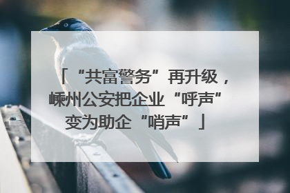 “共富警务”再升级，嵊州公安把企业“呼声”变为助企“哨声”