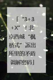 “3+3+X”！北京西城“枫桥式”派出所里的矛盾调解密码