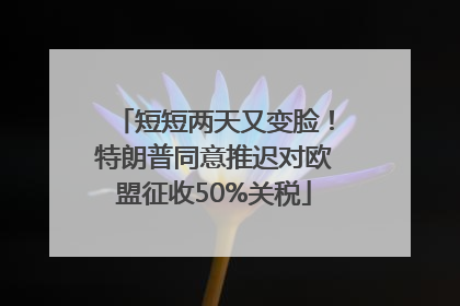短短两天又变脸！特朗普同意推迟对欧盟征收50%关税