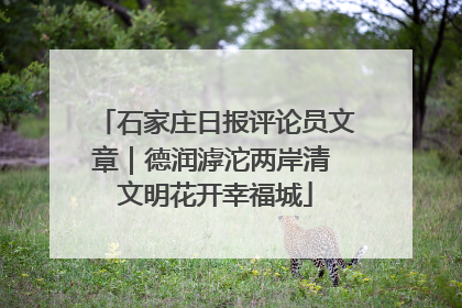 石家庄日报评论员文章｜德润滹沱两岸清 文明花开幸福城