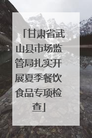 甘肃省武山县市场监管局扎实开展夏季餐饮食品专项检查