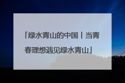 绿水青山的中国丨当青春理想遇见绿水青山