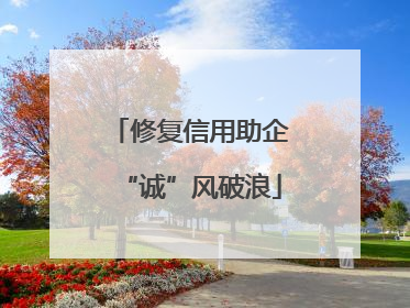 修复信用助企“诚”风破浪