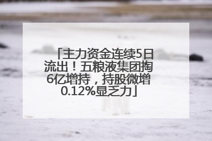 主力资金连续5日流出！五粮液集团掏6亿增持，持股微增0.12%显乏力