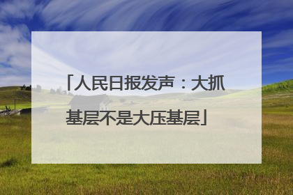 人民日报发声：大抓基层不是大压基层