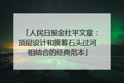 人民日报金社平文章：顶层设计和摸着石头过河相结合的经典范本