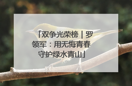 双争光荣榜｜罗领军：用无悔青春守护绿水青山