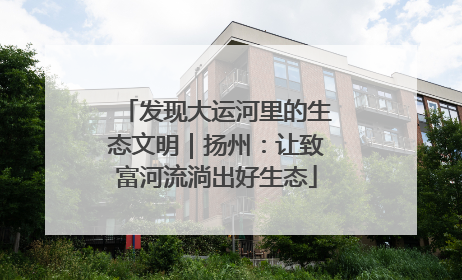 发现大运河里的生态文明｜扬州：让致富河流淌出好生态