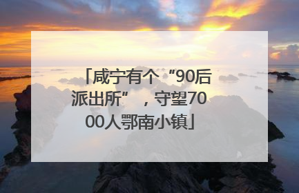 咸宁有个“90后派出所”，守望7000人鄂南小镇
