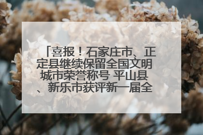 喜报！石家庄市、正定县继续保留全国文明城市荣誉称号 平山县、新乐市获评新一届全国文明城市