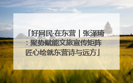 好网民·在东营｜张泽琦：聚势赋能文旅宣传矩阵 匠心绘就东营诗与远方