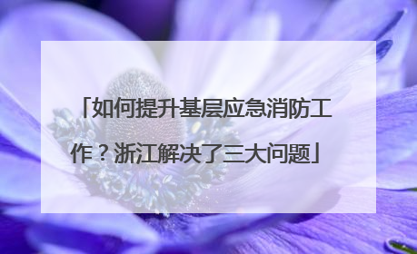 如何提升基层应急消防工作？浙江解决了三大问题
