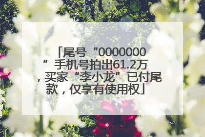 尾号“0000000”手机号拍出61.2万，买家“李小龙”已付尾款，仅享有使用权