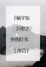 杨宇东：万里之外的灯光｜序言
