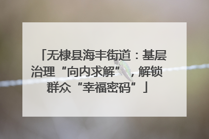 无棣县海丰街道：基层治理“向内求解”，解锁群众“幸福密码”