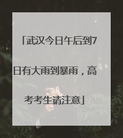 武汉今日午后到7日有大雨到暴雨，高考考生请注意
