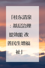 桂东清泉：基层治理提效能 改善民生增福祉