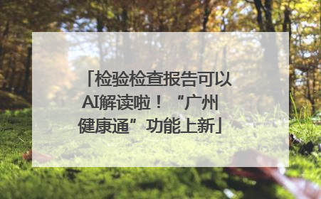检验检查报告可以AI解读啦！“广州健康通”功能上新