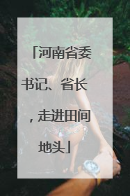 河南省委书记、省长，走进田间地头