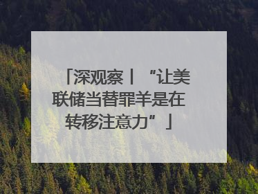 深观察丨“让美联储当替罪羊是在转移注意力”