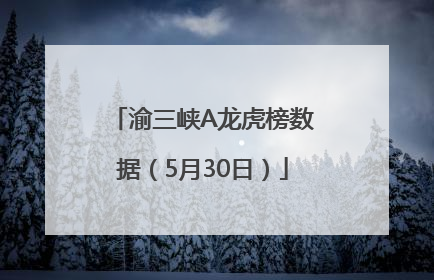 渝三峡A龙虎榜数据（5月30日）