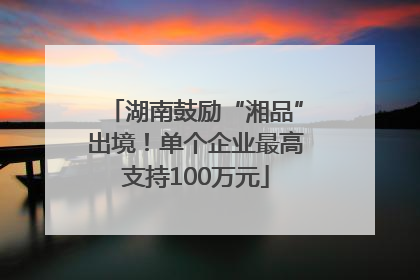 湖南鼓励“湘品”出境！单个企业最高支持100万元