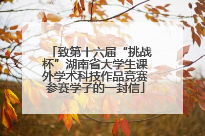 致第十六届“挑战杯”湖南省大学生课外学术科技作品竞赛参赛学子的一封信