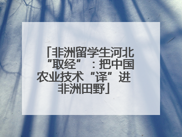 非洲留学生河北“取经”：把中国农业技术“译”进非洲田野