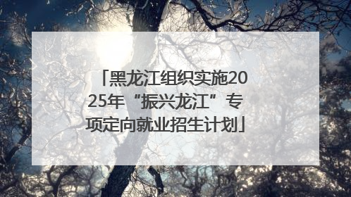 黑龙江组织实施2025年“振兴龙江”专项定向就业招生计划