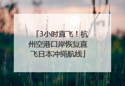 3小时直飞！杭州空港口岸恢复直飞日本冲绳航线