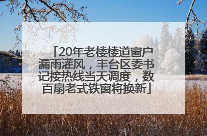 20年老楼楼道窗户漏雨灌风，丰台区委书记接热线当天调度，数百扇老式铁窗将换新