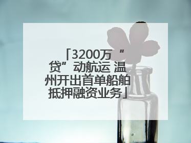 3200万“贷”动航运 温州开出首单船舶抵押融资业务